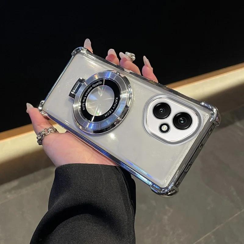 For Honor 400Lite Case Luxury Plating Stand Shockproof Clear Case For Honor 400 400Pro 300 200 100 90Lite Nova13 12 X7 X8C Cover