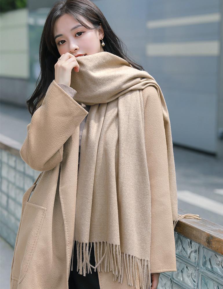 White Cashmere Scarf: Thickened, Solid Color, Versatile for Women & Men, Perfect for Autumn & Winter