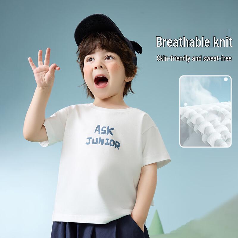 ASK JUNIOR Kids  Letter Print Short Sleeve T-Shirt M