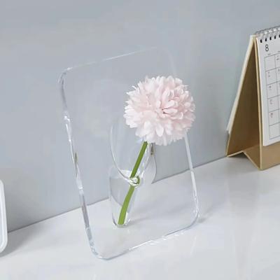 Creative Art Transparent Acrylic Picture Frame Vases Hydroponic Flower Holder Living Room Bedroom Tabletop Ornament Home Decor