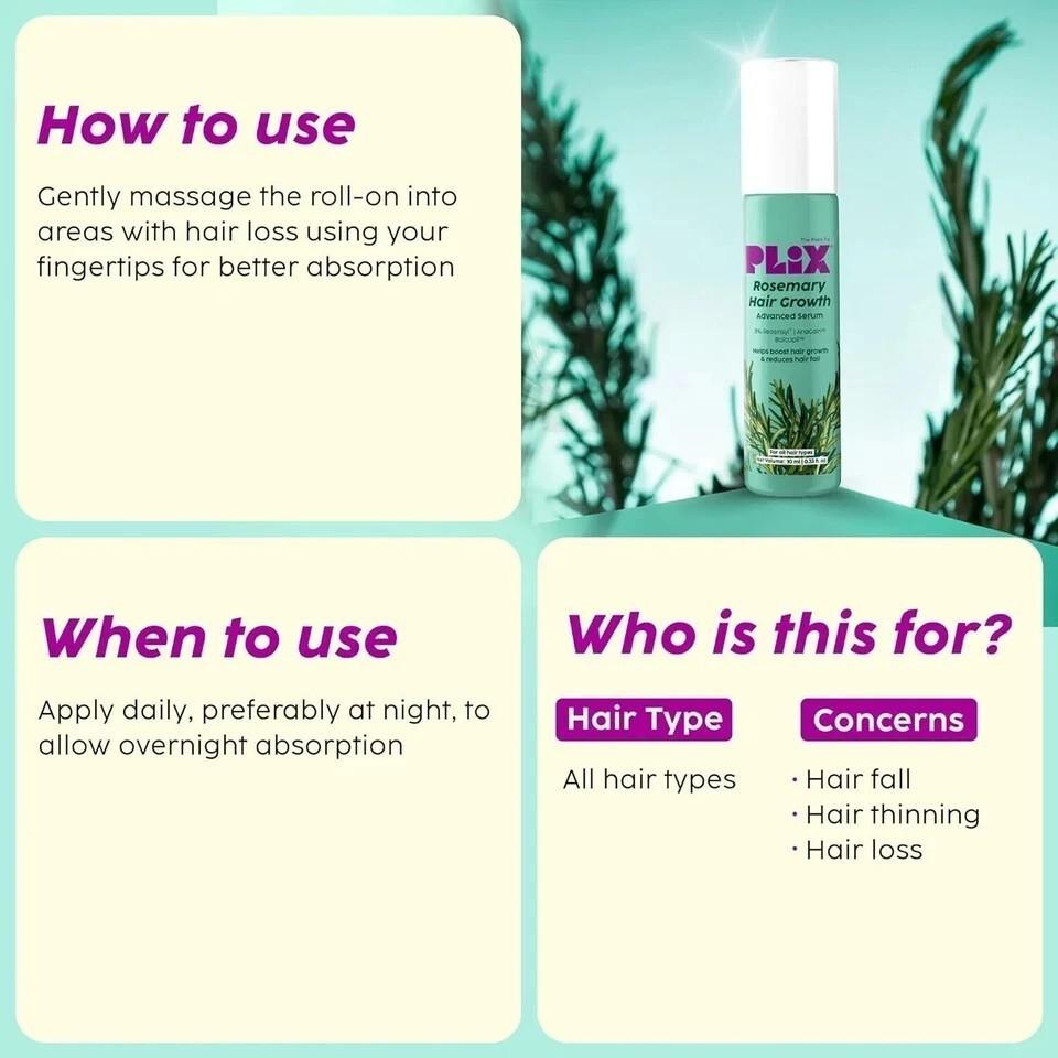PLIX - The Plant Fix Plix Rosemary Hair Growth Advanced Serum Roll-On 10ml