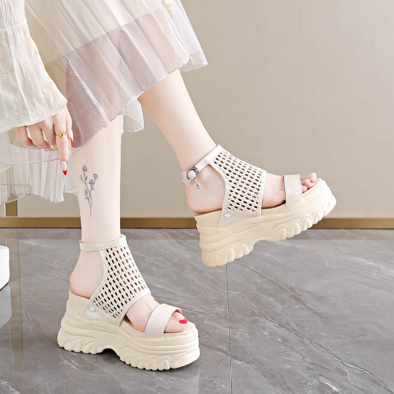 Fashion 9.5CM Women Summer Sandals Open Toe Woven Platform Wedge Sneakers Slippers 2025 Women Casual Shoes Beach Sandálias Das Mulheres