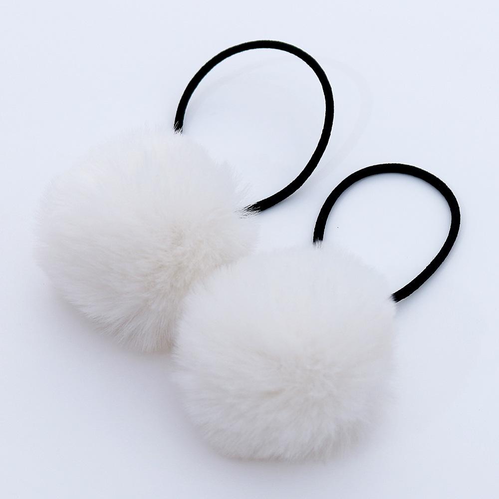 

Plush ball hair ties for children, colorful bun hair accessories, high-elasticity large plush ball hair ropes, pack of 10 White*10 pieces