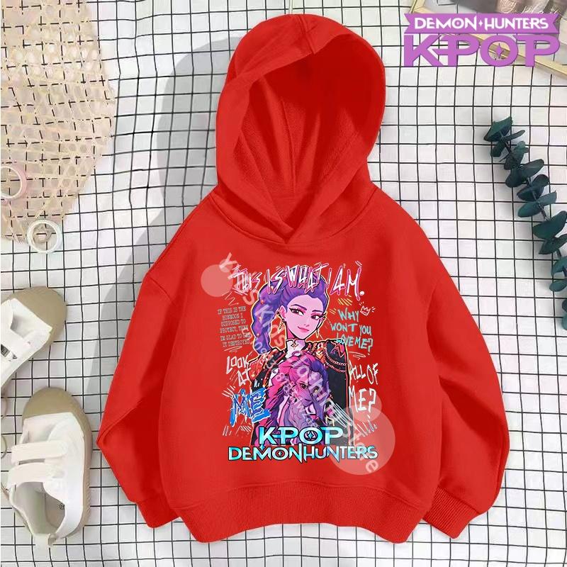 Y2K KPop ציידי שדים קפוצ'ונים נערות מתבגרות בנים רומי KPop ציידי שדים קפוצ'ון סתיו קז'ואל שרוול ארוך בגדי ילדים