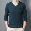 New Spring and Autumn Long-sleeved V-neck Sweaters for Young and Middle-aged Men, Slim and Handsome Bottoming Shirts