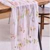 French Vintage Embroidered Floral Table Runner Romantic Fresh Color Lace Table Flag Semi-Transparent Wrinkled Table Runner