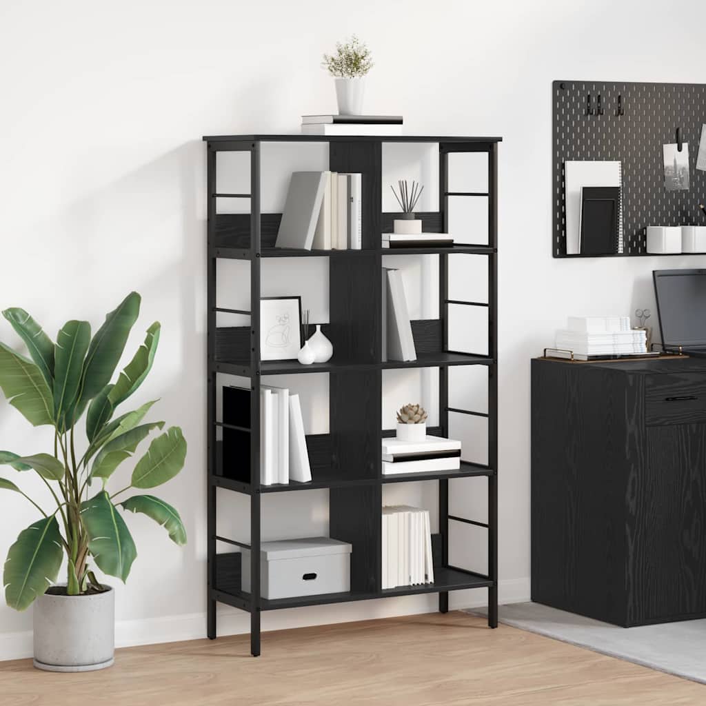 Bookshelf Black Oak Look 82 X 32 X 144.5 Cm