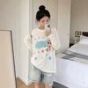 Lazy feeling loose versatile casual sweet printed long-sleeved t-shirt women's summer thin micro-transparent sunscreen blouse top