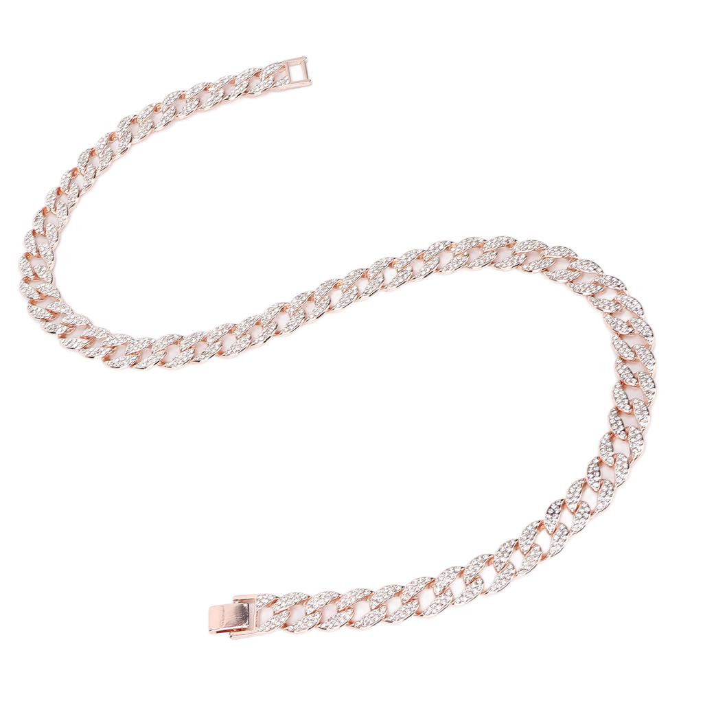 Chain Necklace Rhinestones Alloy Hip Hop Style 24in Jewelry Clothes Decorative Accessories