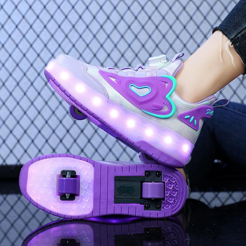Junshi Children s Detachable Double-Wheel Light-Up Roller Shoes