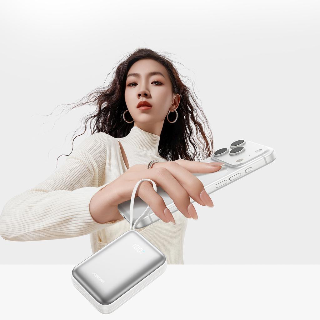 Powerbank 20000mAh 22.5W USB-C with Dual Cable - White