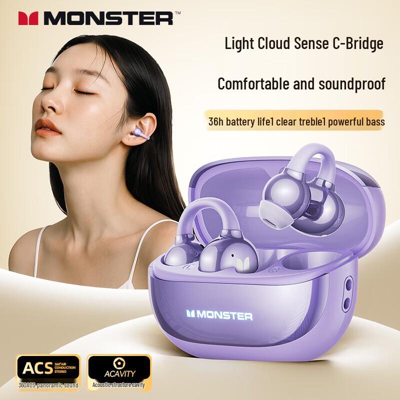 

Monster MQT58 Clip-On Open-Ear Bluetooth Earbuds