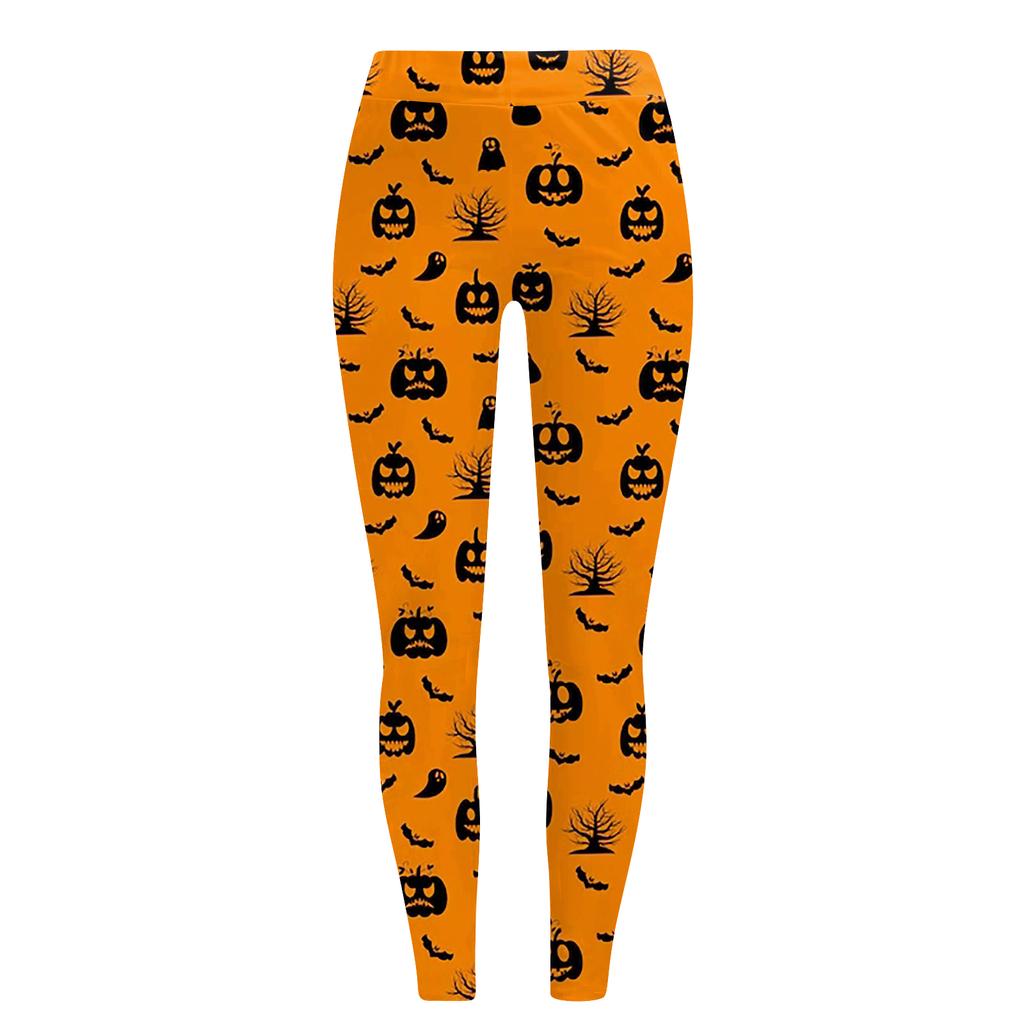 Damen Casual Mode Outdoor Halloween Bedruckte Slim Elastische Yogahose Cropped Hose