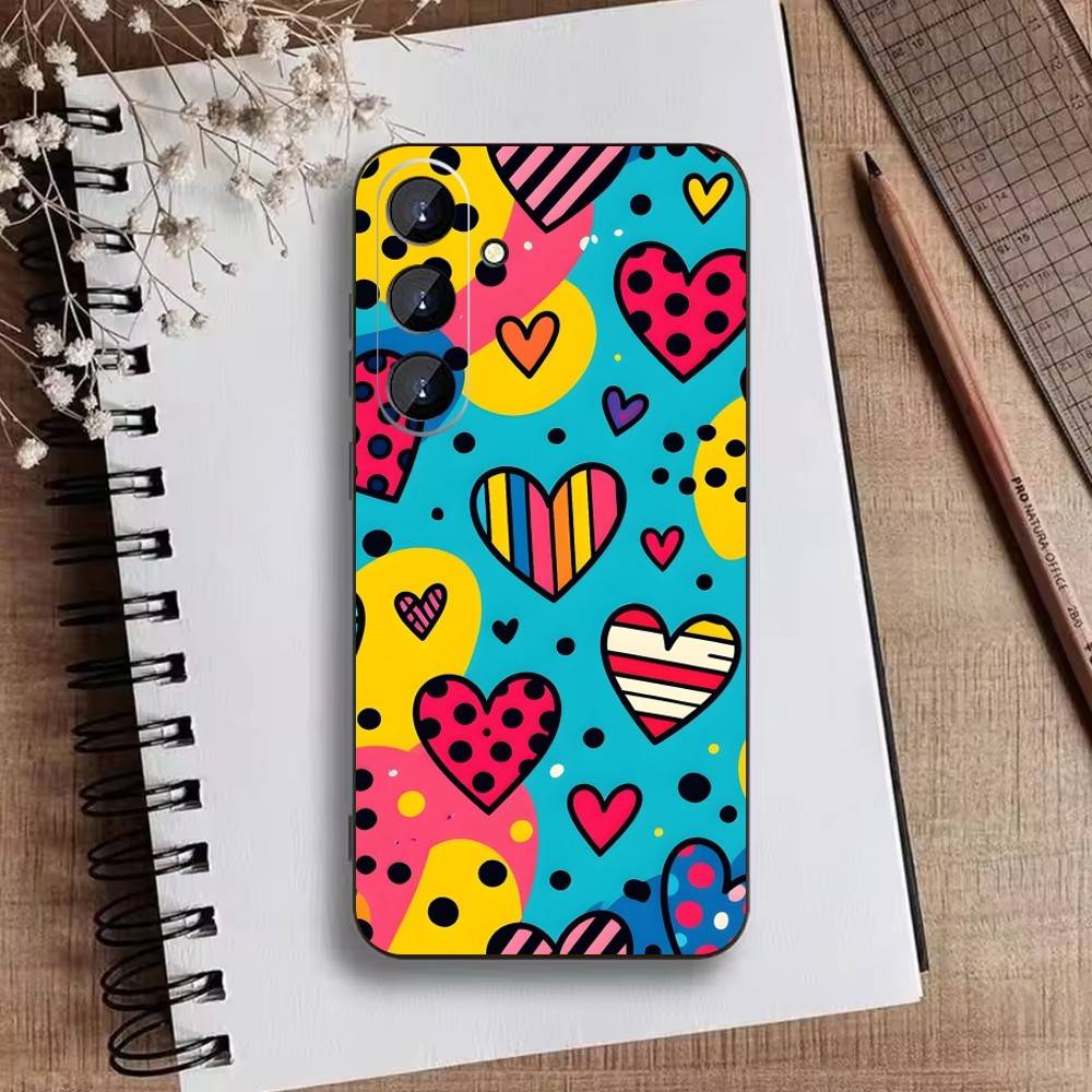 Y2K POP-Heart Phone Case For Samsung Galaxy A73,A21s,A22,A31,A52,A53,A71,A41Soft Black Shell