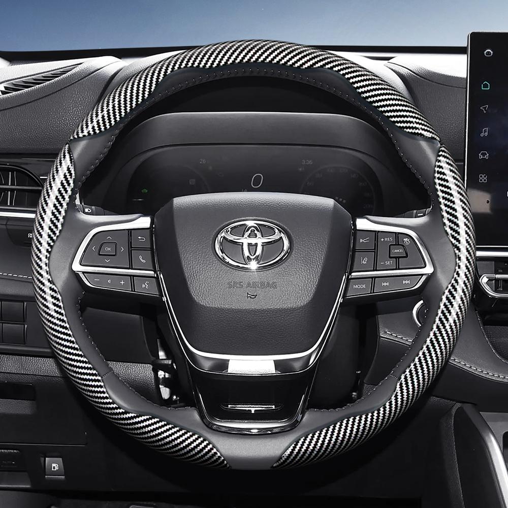 Suitable for Toyota Carbon Fiber Texture Steering Wheel Cover with Segmented Quick-Release Design, Durable, for Rav4, Hilux, Camry, Y