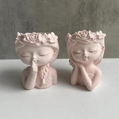 Kız Bebek Şeklinde Saksı Silikon Kalıp Sevimli Kalemlik DIY Sukulent Saksı Bitki Alçı Çimento Kalıp Vazo Kalıp