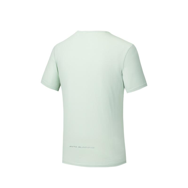 Anta Running Series Sports Casual Simple Solid Color Round Neck Pullover Comfortable Breathable Short Sleeve T-Shirt Men Tops Foam-Green 152525109-1