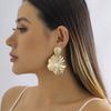 Zinc Zinc Alloy Lotus Leaf Earrings Gold Color Pendant Earrings Elegant Geometric Drop Earrings  Wedding