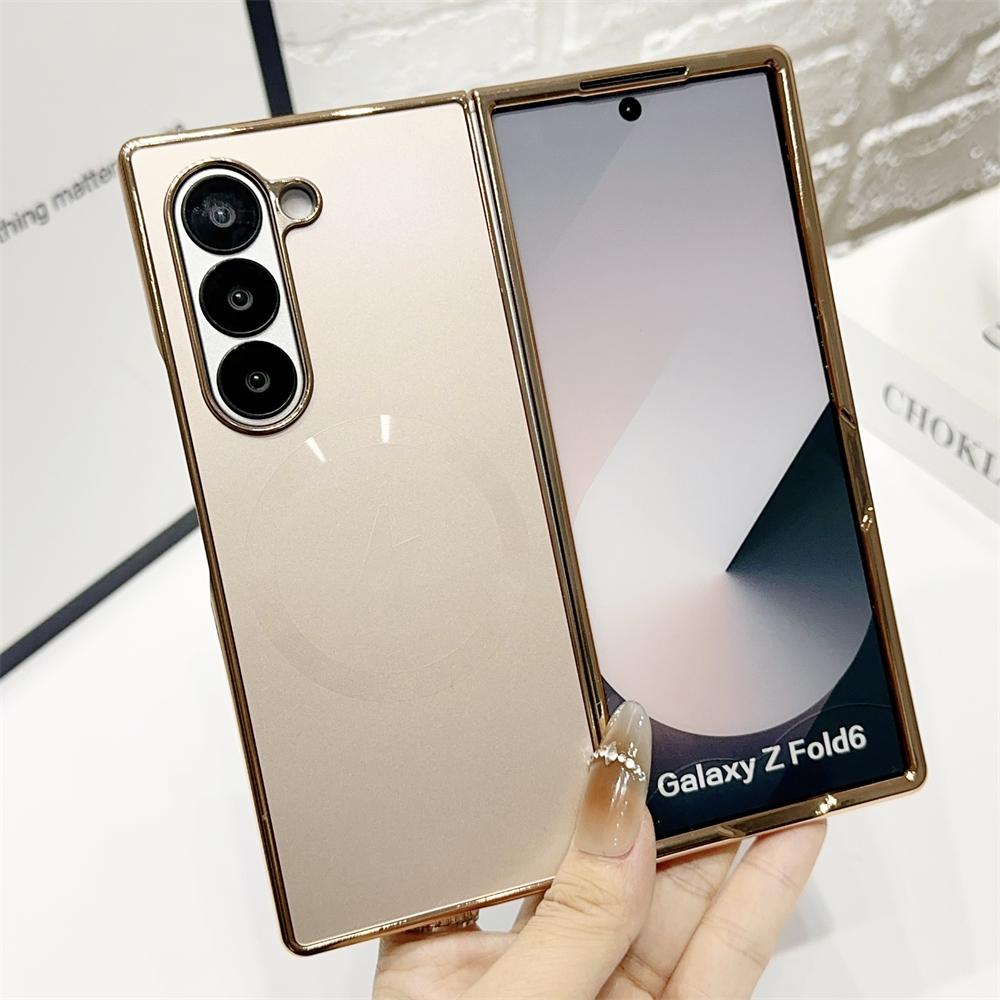 Luxury Plating Matte for Magsafe Magnetic Wireless Charging Phone Case for Samsung Galaxy Z Fold 7 6 5 4 3 Shockproof Back Protect Cover