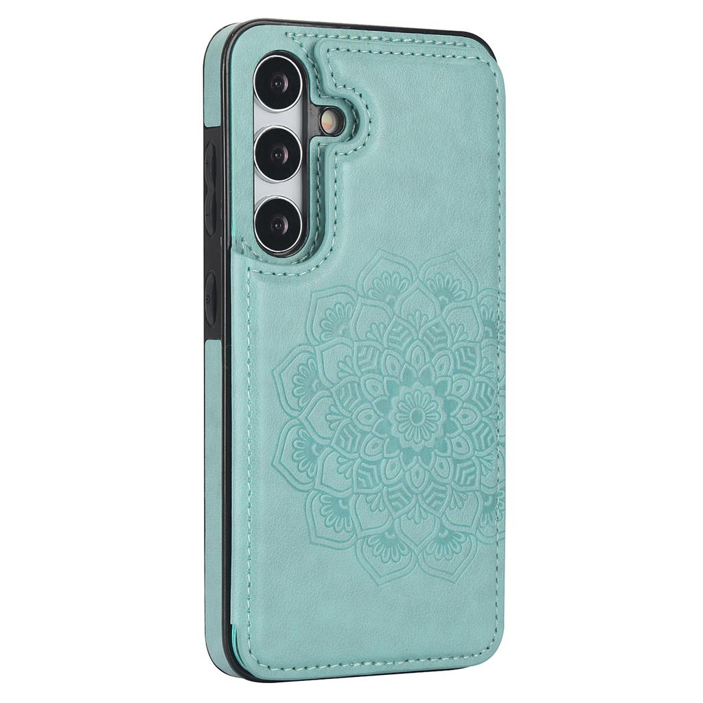 Pour Samsung Galaxy S24+ Étui de Téléphone en Cuir PU Imprimé Fleur Mandala avec Fentes pour Cartes