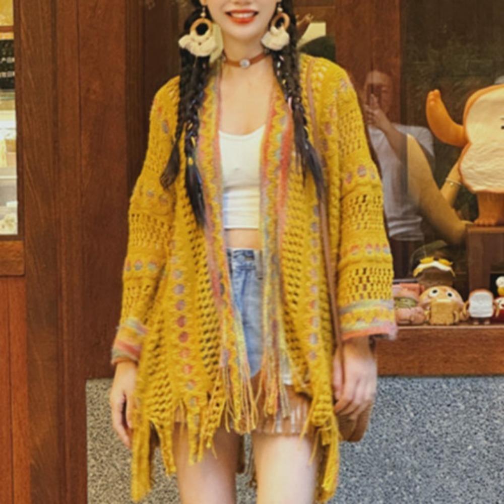 Wave Stripe Knitted Shawl for Women Colorful Sunscreen Scarves Fashion Ethnic Style Shawl  Outdoor