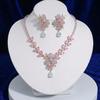 European & American Style Zircon Clover Jewelry Set: Trendy Necklace, Earrings & Collarbone Chain