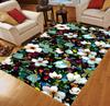 Teal Butterfly Floral Rug Orange Monarch Garden Carpet, Non-Slip Machine-Washable Carpets Home Decoration