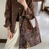 New leopard print lazy wind canvas bag women's large-capacity commuting shoulder handbag casual versatile tote bag
