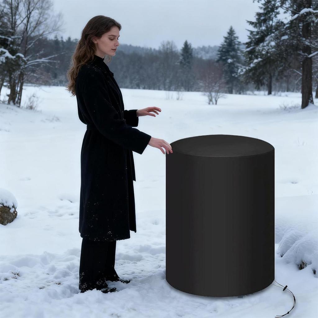 Patio Fire Column Cover Heavy Duty Waterproof Outdoor Furniture Protector Cylinder Fireplace Fire Pit Protector For Yard Balcony