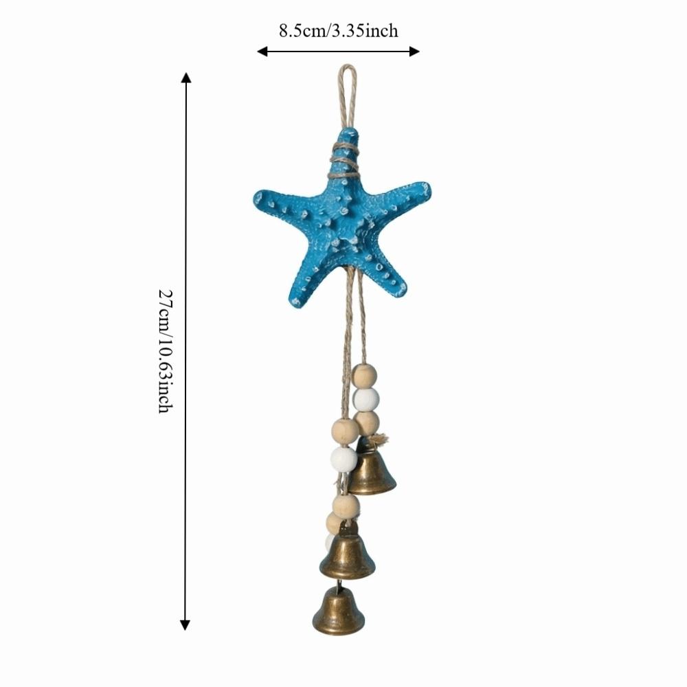 Wooden Beads Beach Decor Metal Bells Ocean Themed Hanging Ornament Starfish Wind Chime  Home Decor