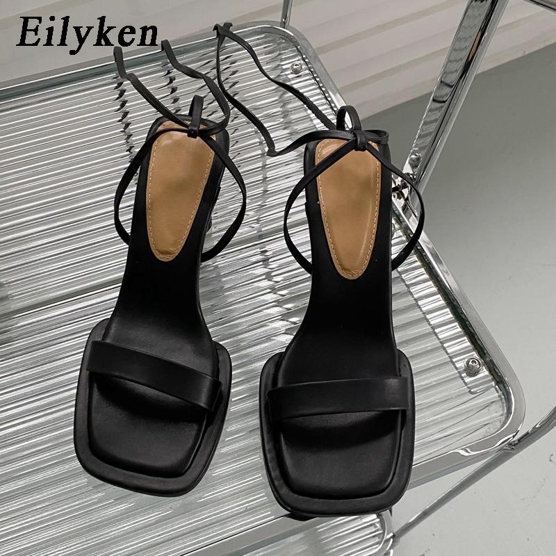 

Fashion Eilyken Summer New Brand Ankle Strap Sandal Women Thin High Heel Lace-Up Dress Pumps Shoes Outdoor Gladiator Sandals 35 чёрный