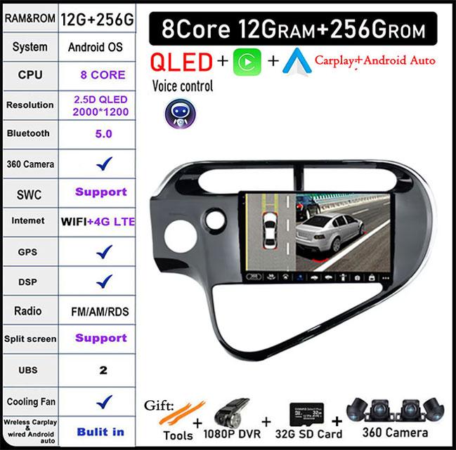 For Toyota AQUA Prius C 2018 - 2020 Android 14 DSP Car Radio Multimedia Video Player Stereo GPS Carplay Auto 4G LTE