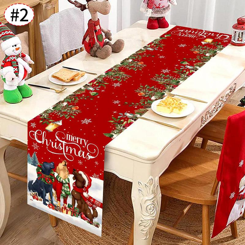 Christmas Themed Table Runner Santa Claus Table Flag Xmas Decor Tablecloth Navidad New Year Gifts Table Party Decor Supplies