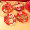 Auspicious Red Gold-Rimmed Fruit Plate, 26x26cm (Pack of 10)