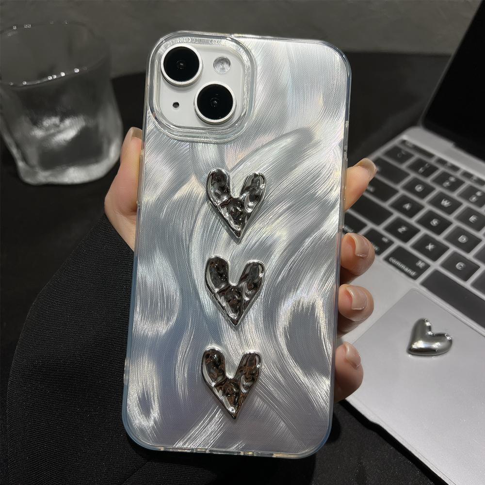 Luxury Love Heart Phone Case For iPhone 16 Pro Max Funda iPhone 13 15 11 12 14 Plus 16promax 15promax 14promax Soft IMD Covers