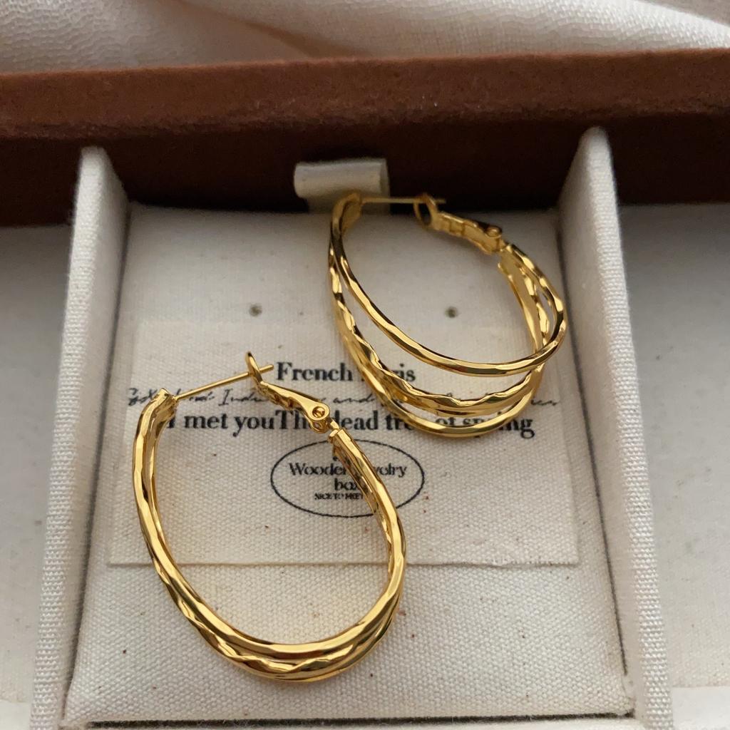 Multi-layer Elliptical Geometric Ring Earrings, Ear Buckles, Modern Minimalist Style, Light Luxury, Fashion and High-end Sense,personalized Earrings