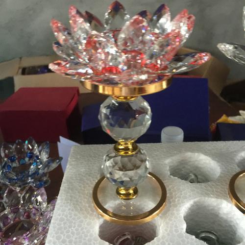 High Pillar Crystal Lotus Candlestick, Butter Lamp Holder, Interior Decoration, Used for Buddha Lamps, Prayers, Buddha Utensils