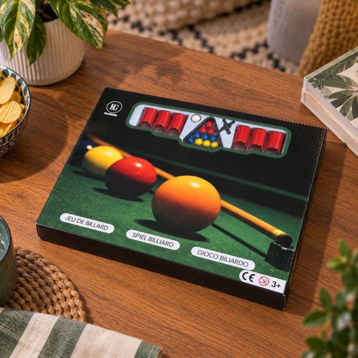 Jeu de table (Billard) - B&G INTERNATIONAL - Mini 38 x 23 cm - Format compact - 6 poches tapis vert - Accessoires inclus