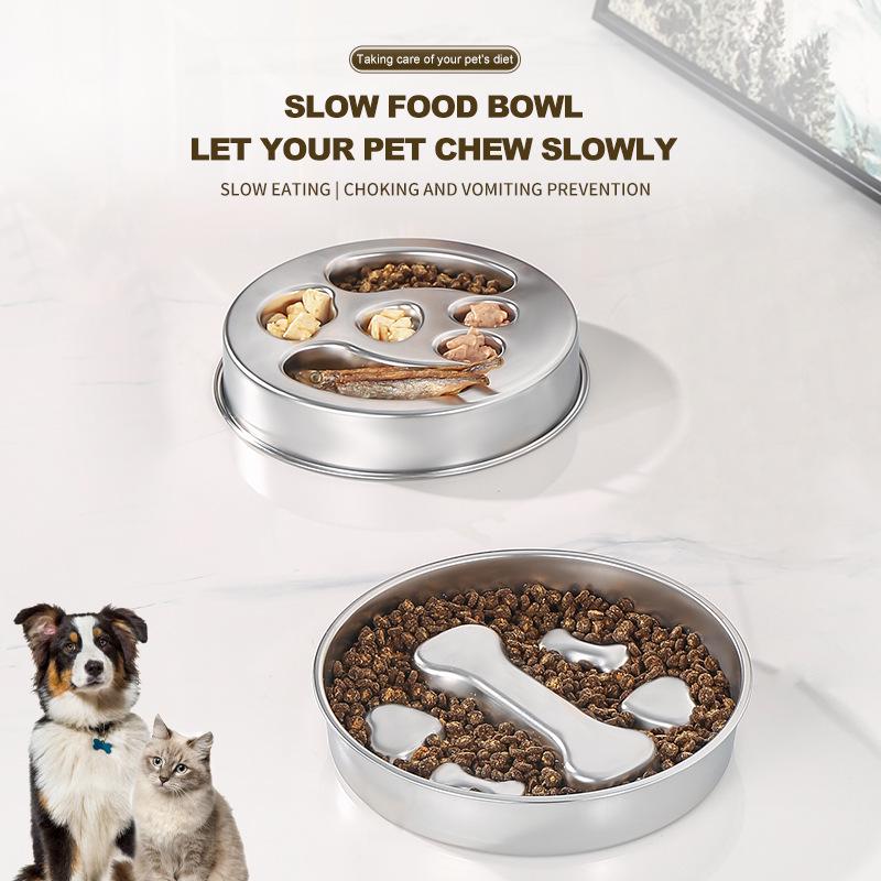 Stainless Steel Non-Slip Slow Feeder Bowl for Dogs and Cats