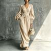 European and American new hot-selling solid color casual and comfortable waist long-sleeved dress women