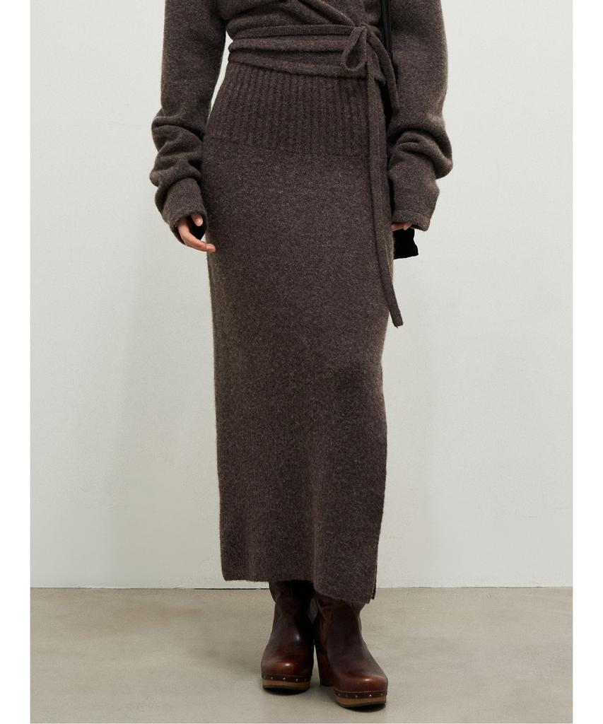 Anggae Llama Blend Long Skirt Brown