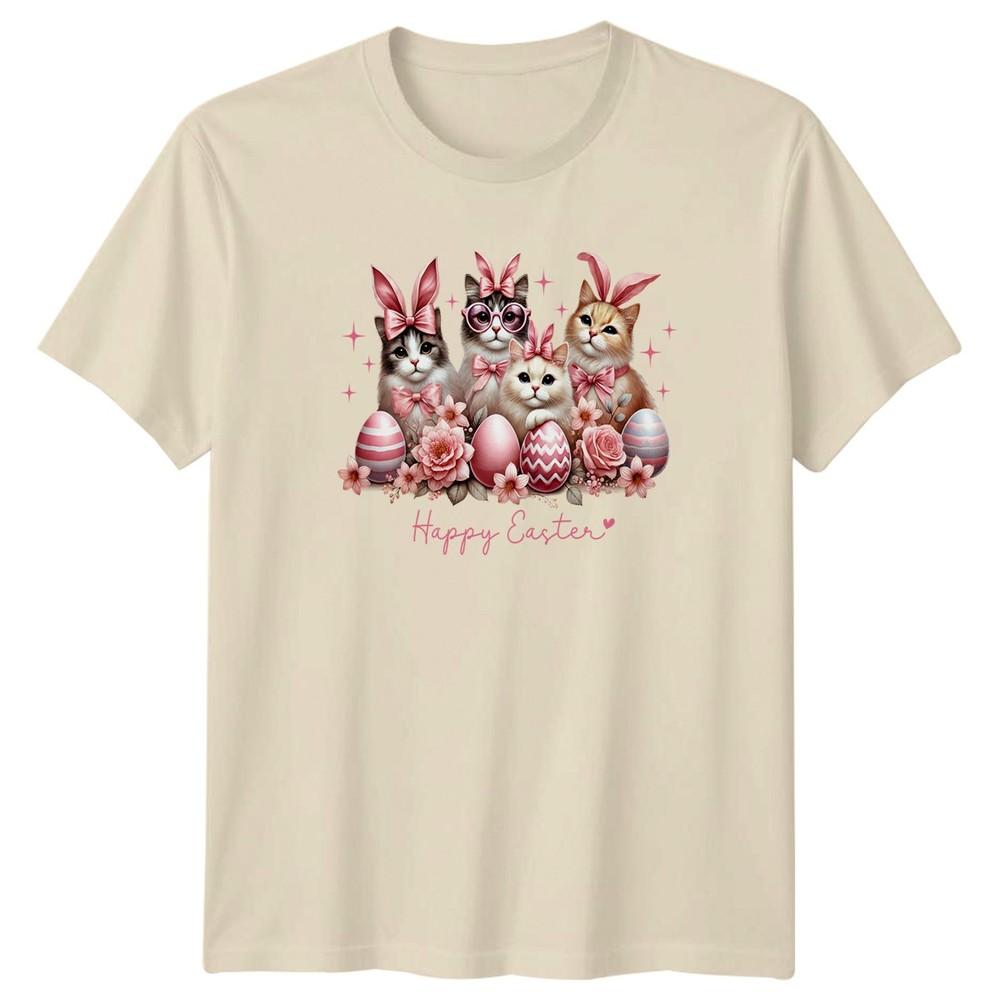 Happy Easter Unisexs TShirt Kitten Bunny Ears Holiday Gift For Her