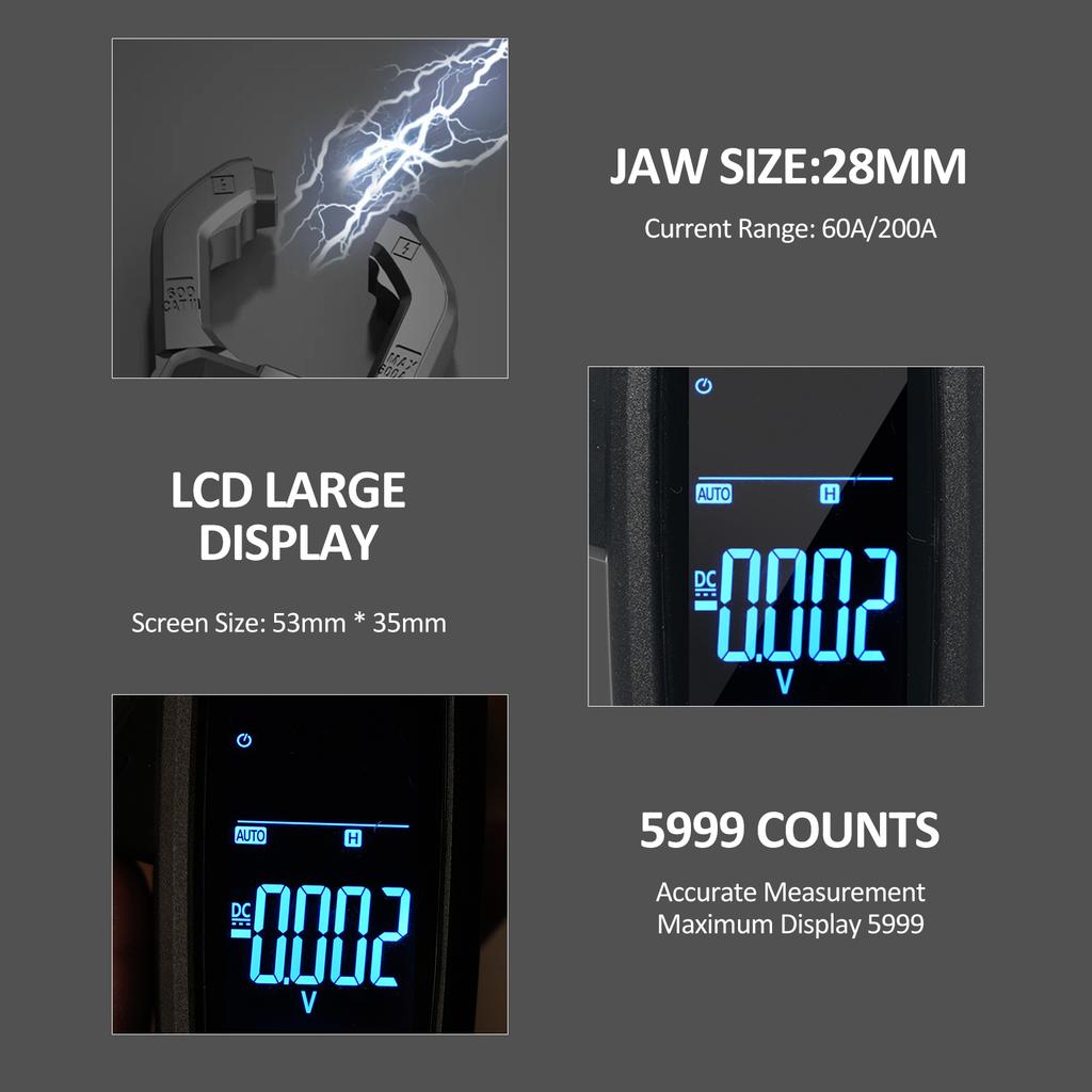 FY375 Clamp Meter with LCD Display Multifunctional Digital Clamp Meter 5999 Counts NCV Test Universal Meter Tester AC