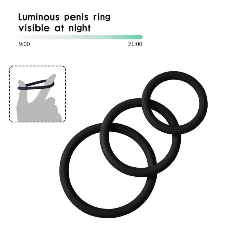3PCS Flash in the Night Cock Rings - Durable Silicone Penis Lock Ring, Male Delay Ejaculation Scrotum Lock Sex Toys