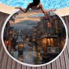 Landscape Art Oil Painting Round Beach Blanket Water Absorbent And Quick Drying Polyester Beach Towel Pool Towel Picnic Blanket