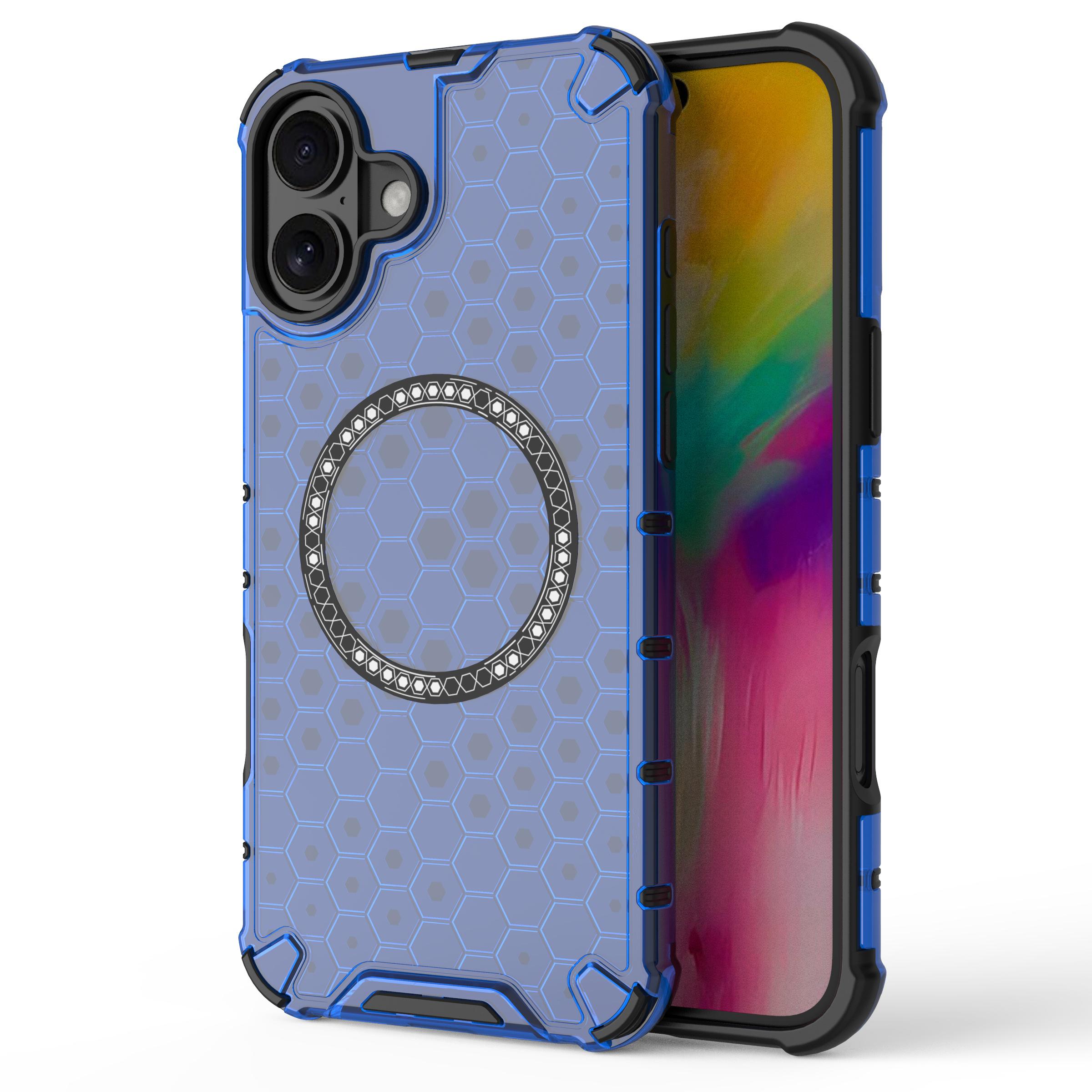 

For iPhone 16 Magnetic Case Honeycomb Design TPU+PC Phone Cover Air Cushion Protection