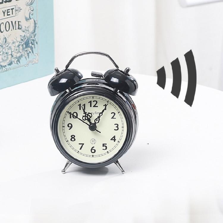 Retro Loud Alarm Clock Double Bell Night Light Children Room Bedroom Decoration