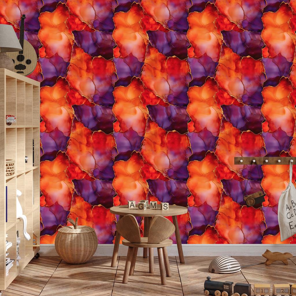 Ink Red, Peach and Burgundy Wallpaper 50x1000