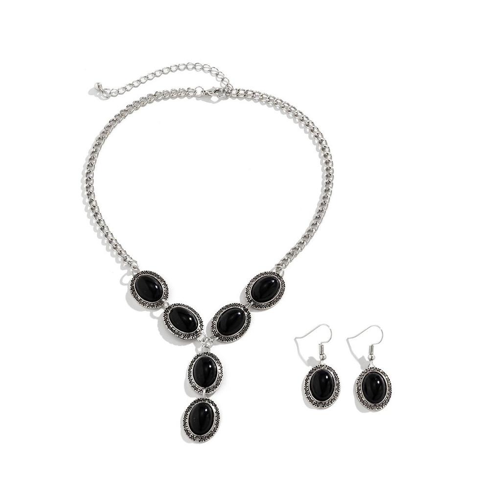 Dusk Hjerteformet benringsett Sexy ørestikker Halskjedesett Flerlags elastisk fottøy Kreativt hjerteformet turkis halskjede for kvinner