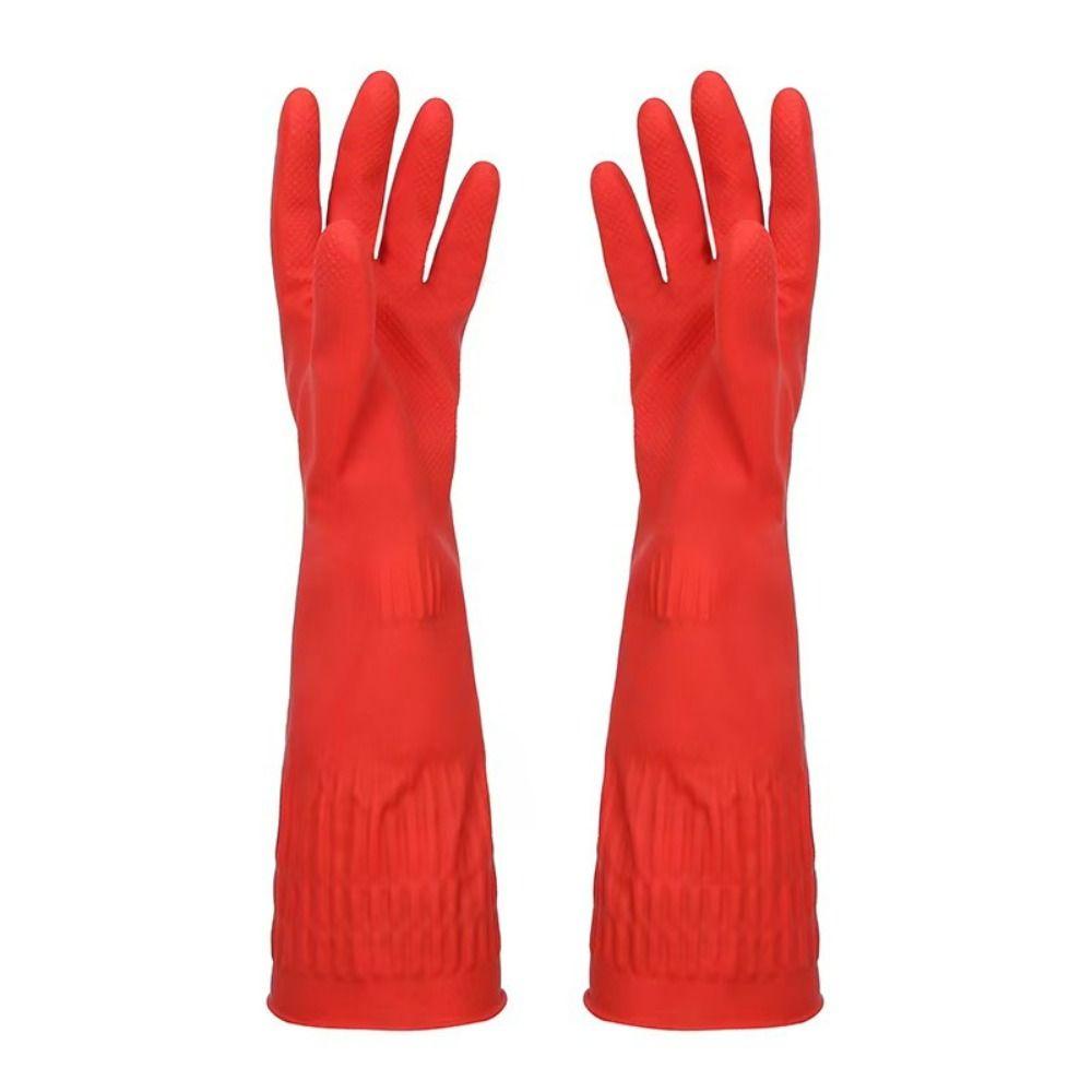 Extra Long Cuffs Rubber Cleaning Gloves 30/38/45cm Oil Resistant Mitts  Work